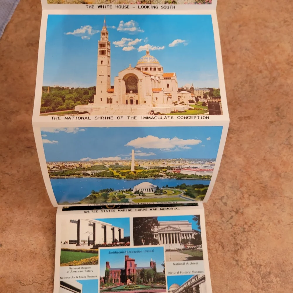 4 Vintage Postcard Booklets ~ Wash DC, Mt Vernon, Lincoln, Scenic ~ Historical ~